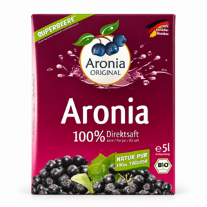 Karton med økologisk aroniajuice fra Aronia Original